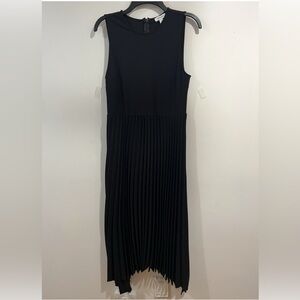 Nordstrom Black Pleated Sheath Midi Dress